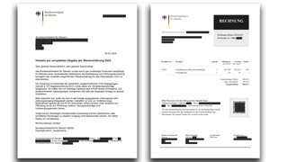 Abb. von betrügerischen E-Mails, die angeblich vom Bundeszentralamt f. Steuern stammen