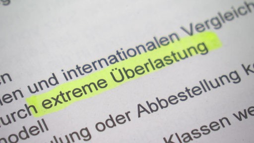 Extreme Überlastung mit dem Textmarker im Brandbrief Geld makiert.