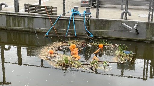 Eine Kunstinstallation am Weser-Ufer in Bremen