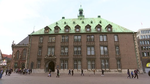 Ansicht der Ostfassade des Bremer Rathausgebäudes vom Marktplatz