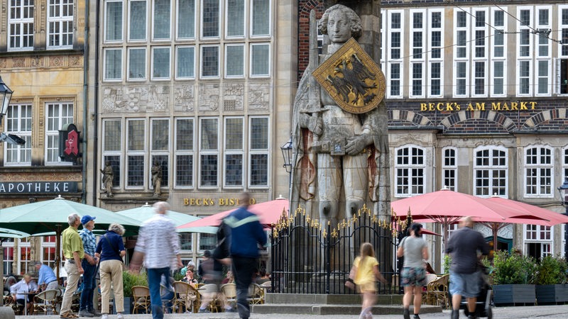 Die Rolandstatue auf dem Bremer Marktplatz.