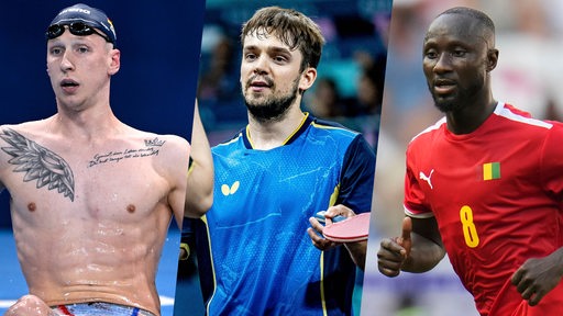 Florian Wellbrock, Kirill Gerassimenko und Naby Keita bei Olympia (Montage)