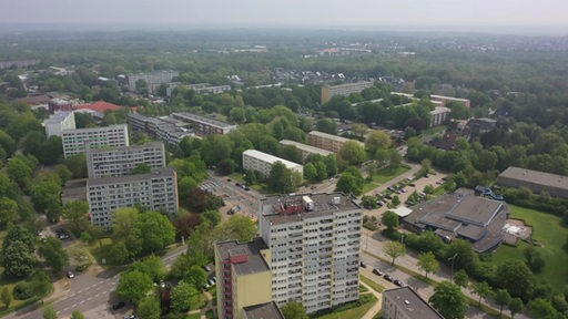 Der Stadtteil Leherheide in Bremerhaven von oben. 