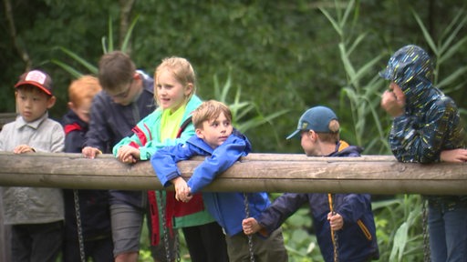 Kinder auf einem Spielplatz beim Unisee. 