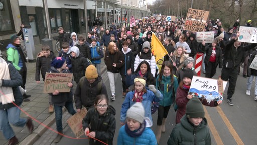 Viele Menschen bei einem Demonstrationszug von Fridays for Futures.