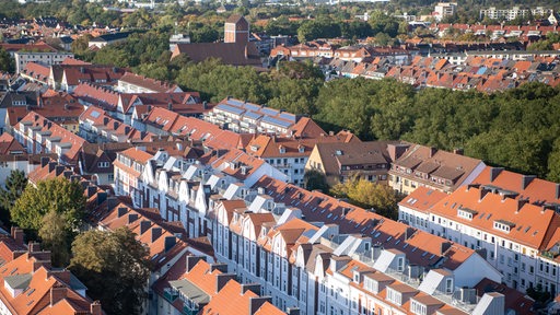 Blick über Häuser im Stadtteil Findorff.