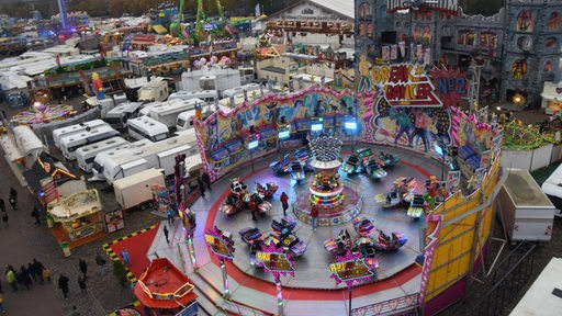 Blick auf den Freimarkt von oben.