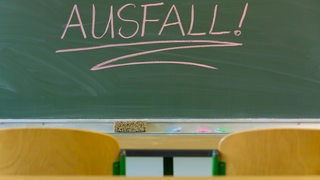 Auf einer Schultafel steht das Wort "Ausfall"