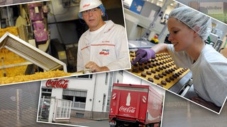 Collage zeigt die ehemaligen Betriebe Kelloggs, Hachez und CocaCola mit Firmensitz in Bremen