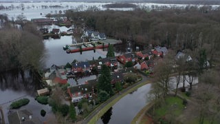 Lilienthal von oben bei Hochwasser. 