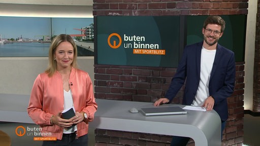 Lea Reinhard und Yannick Lowin im Studio von buten un binnen