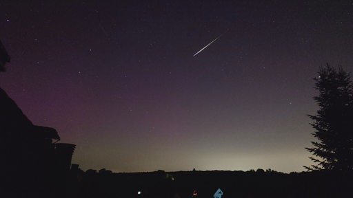 Eine Sternschnuppe zieht über den Nachthimmel