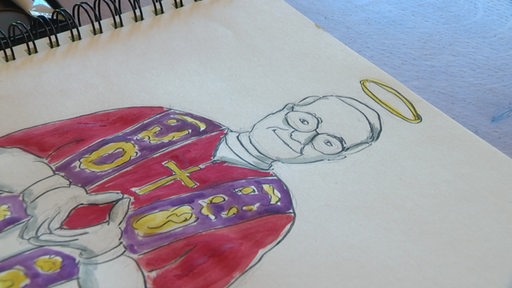 Ein Cartoonbild vom Papst Leo dem 14.