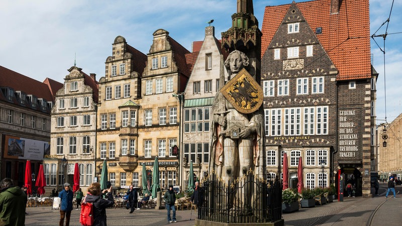 Die Rolandstatue auf dem Bremer Marktplatz.