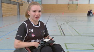 Rollstuhl-Rugby Spielerin Mascha Mosel beim Training vor der Weltmeisterschaft.