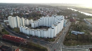 Bremen Vegesack und die Großwohnsiedlung Grohner Düne aus der Luft.