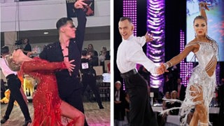 Collage der beiden Lateintanzpaare Yigit Bayraktar und Lukrecija Kuraite und Dimitri Kalistov und Luna Albanese vom Bremer Grün-Gold-Club.