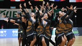 Die britische Lateinformation XS Latin Cambridge A Team bei einer Pose ihrer Choreografie "Anthem" bei der WM in Wien.