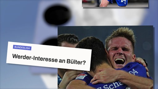 Bildmontage von Marius Bülter mit einem darüber gelegten Text "Werder-Interesse an Bülter?"