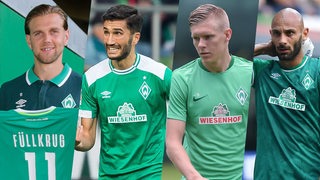 Collage zeigt Niclas Füllkrug, Nuri Sahin, Aron Johannsson und Ömer Toprak